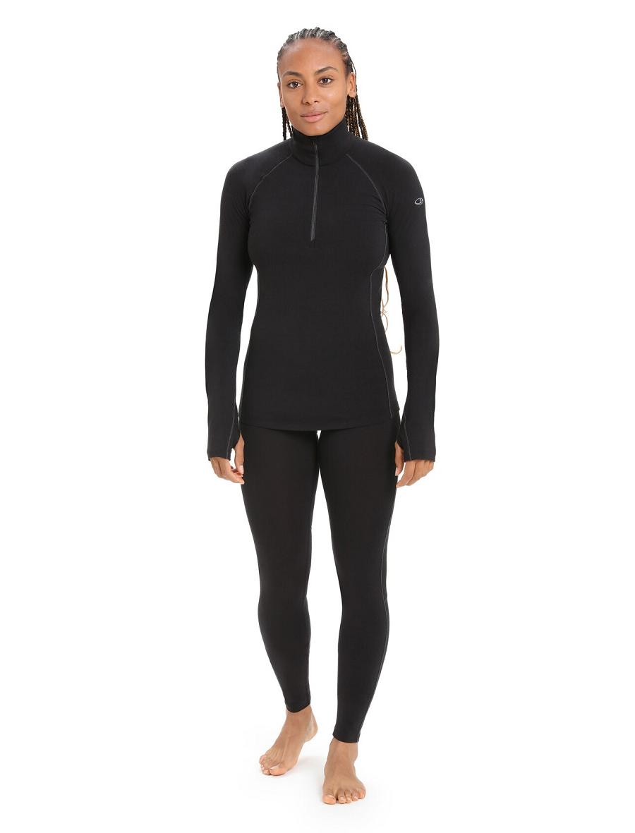 Leggings Icebreaker BodyfitZone™ Merino 200 Zone Thermal Femme Noir | FR 1540PJJQ